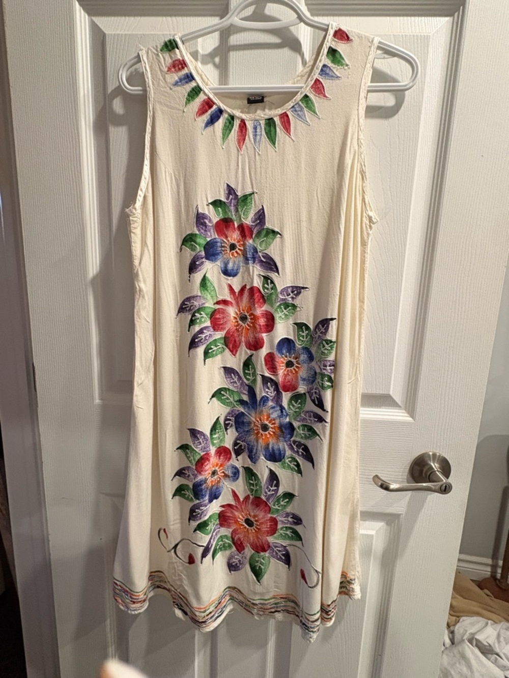 White/Cream Floral Sleeveless Midi Dress with Multicolor Bloom Detail ladies sm - Picture 2 of 8
